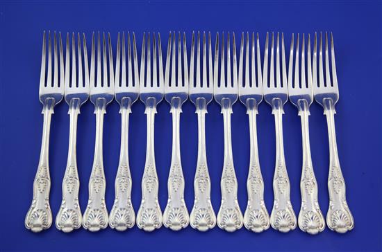 A set of twelve Victorian silver double struck Kings pattern silver table forks, 8.5in.